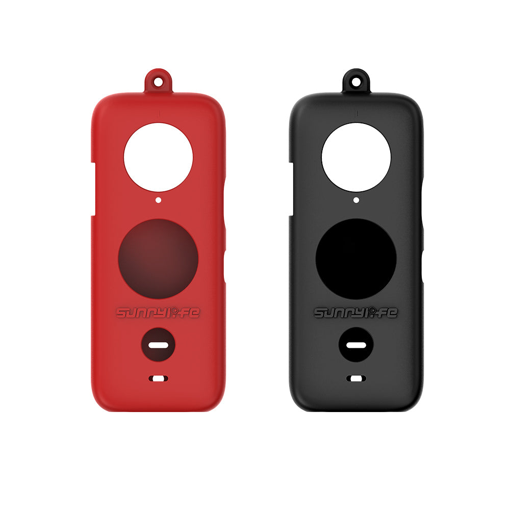Lens Screen Protective Cover Silicone Sleeve with Lanyard for Insta360 One X2 Sports Camera - Red