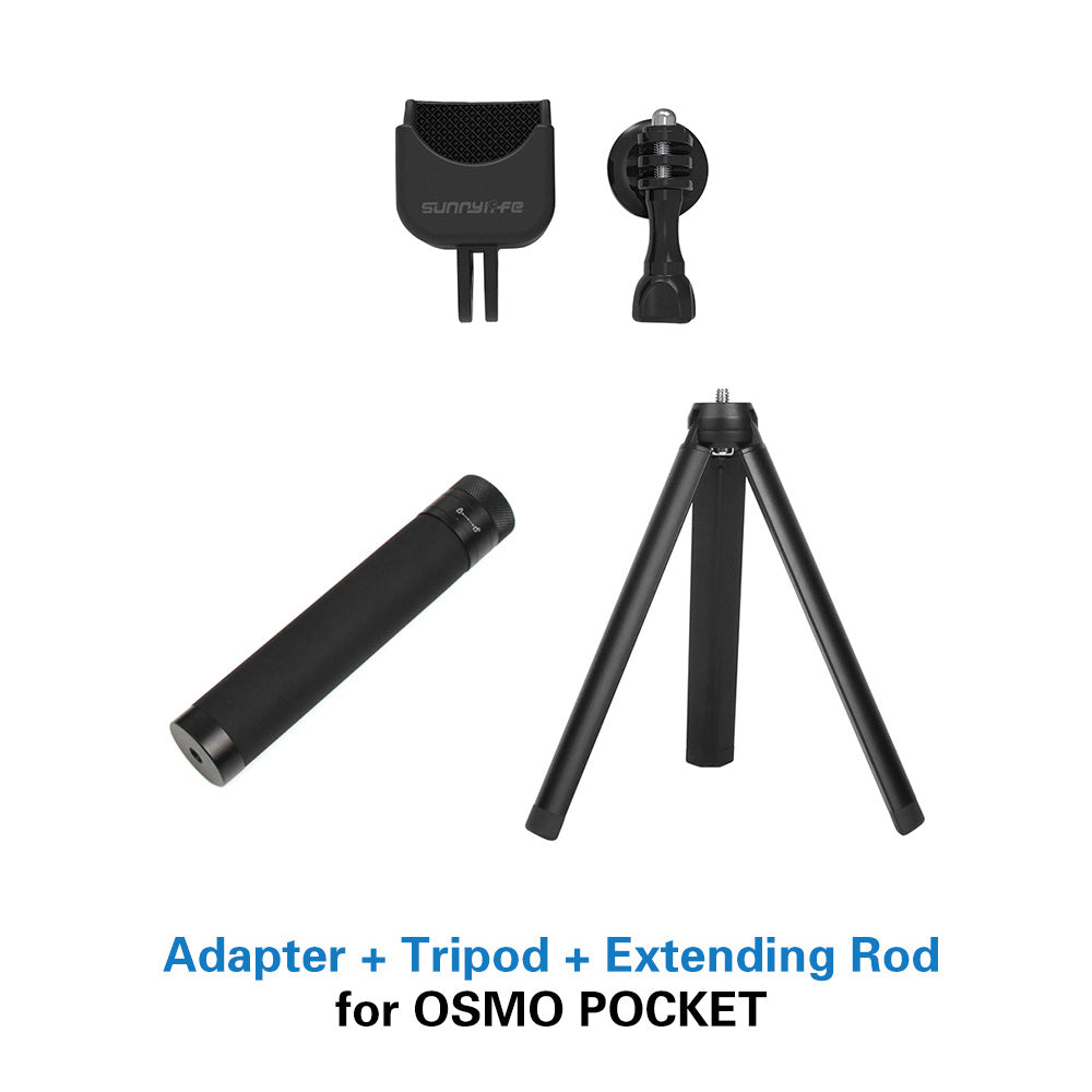 Sports Camera Expansion Bracket Adapter with Handheld Extension Rod and Tripod for DJI Osmo Pocket 2