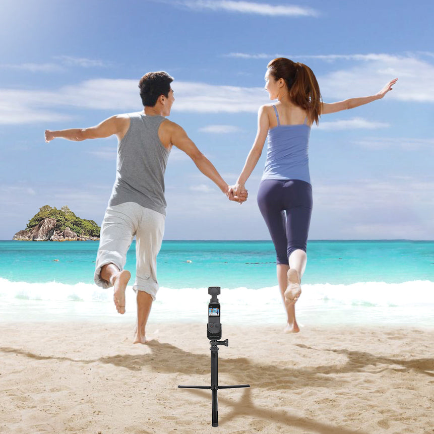 Sports Camera Expansion Bracket Adapter with Handheld Extension Rod and Tripod for DJI Osmo Pocket 2