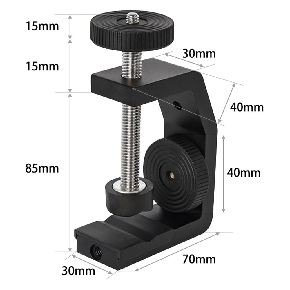 C Clamp with 1/4&quot; Screw Adjustable Camera Mount Bracket for Photo Studio Photography DSLR Video Light, Size: L