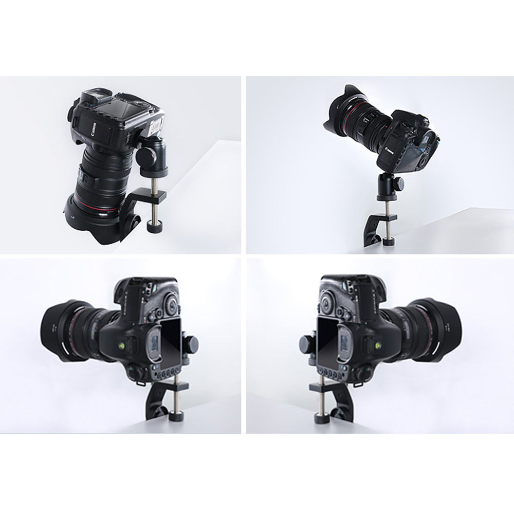 C Clamp with 1/4&quot; Screw Adjustable Camera Mount Bracket for Photo Studio Photography DSLR Video Light, Size: S