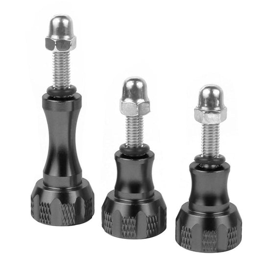 3pcs Aluminum Alloy Long Short Thumb Knob Screws Nut for GoPro Hero Black 8 7 6 5 4 SJcam EKEN YI 4K - Black