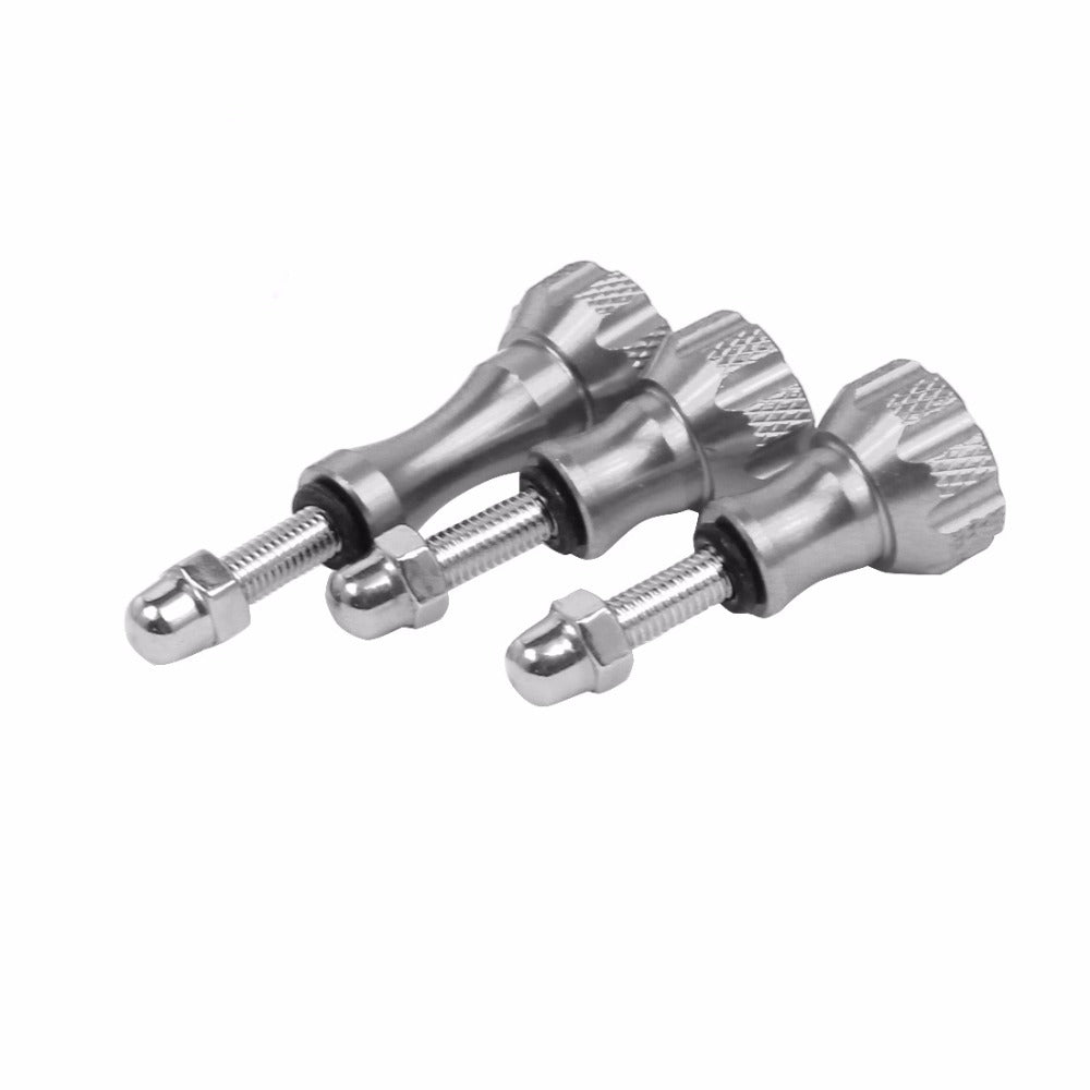 3pcs Aluminum Alloy Long Short Thumb Knob Screws Nut for GoPro Hero Black 8 7 6 5 4 SJcam EKEN YI 4K - Silver