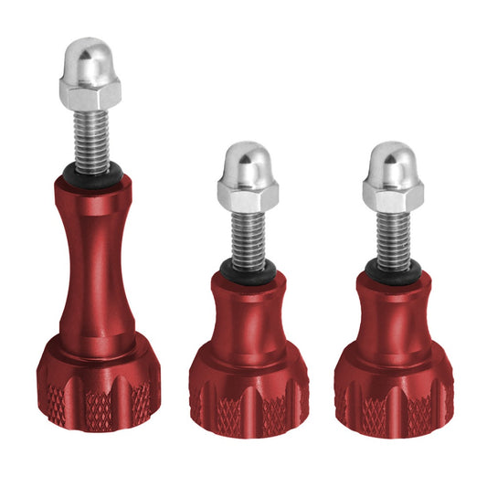 3pcs Aluminum Alloy Long Short Thumb Knob Screws Nut for GoPro Hero Black 8 7 6 5 4 SJcam EKEN YI 4K - Red