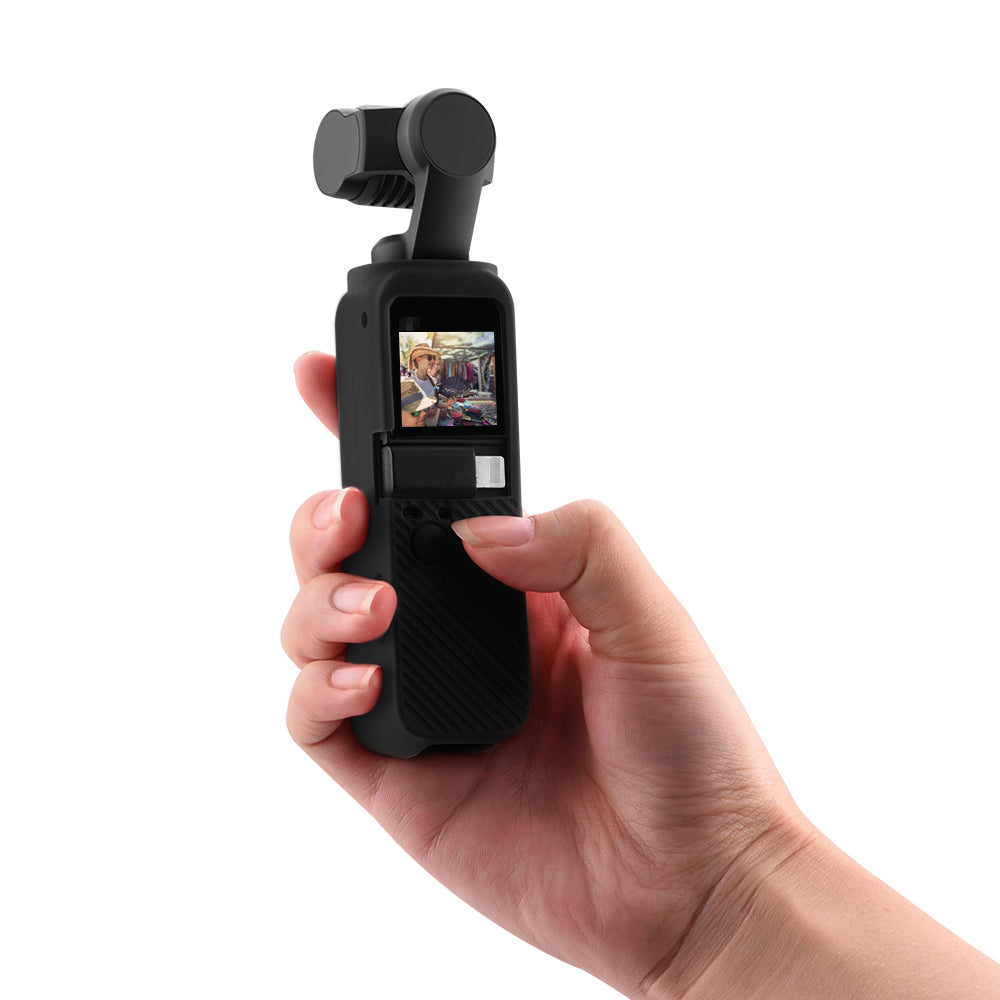Silicone Case Body Protection Cover Pocket with Hand Strap for OSMO Pocket 2 - Black