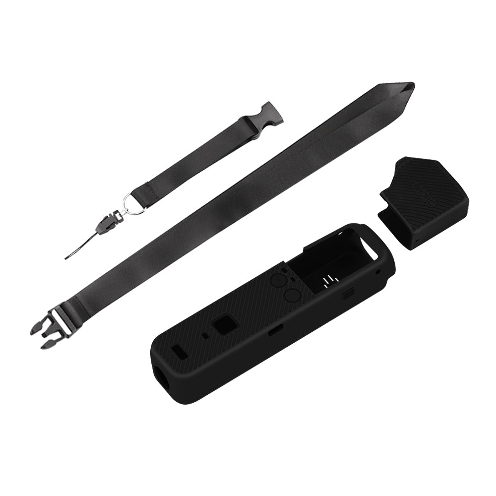 Silicone Case Body Protection Cover + Lens Cover + Hand Strap for OSMO Pocket 2 - Black
