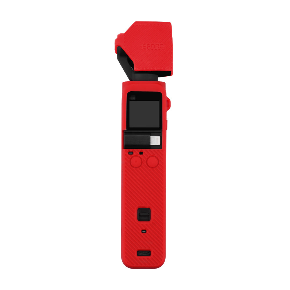 Silicone Case Body Protection Cover + Lens Cover + Hand Strap for OSMO Pocket 2 - Red