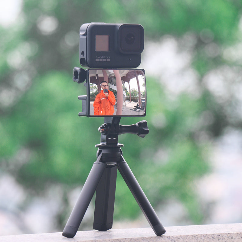 Uniqkart FLW354 Selfie Vlog Mirror Vlogging Flip Screen Cold Shoe Mount for Go Pro Hero Action Camera