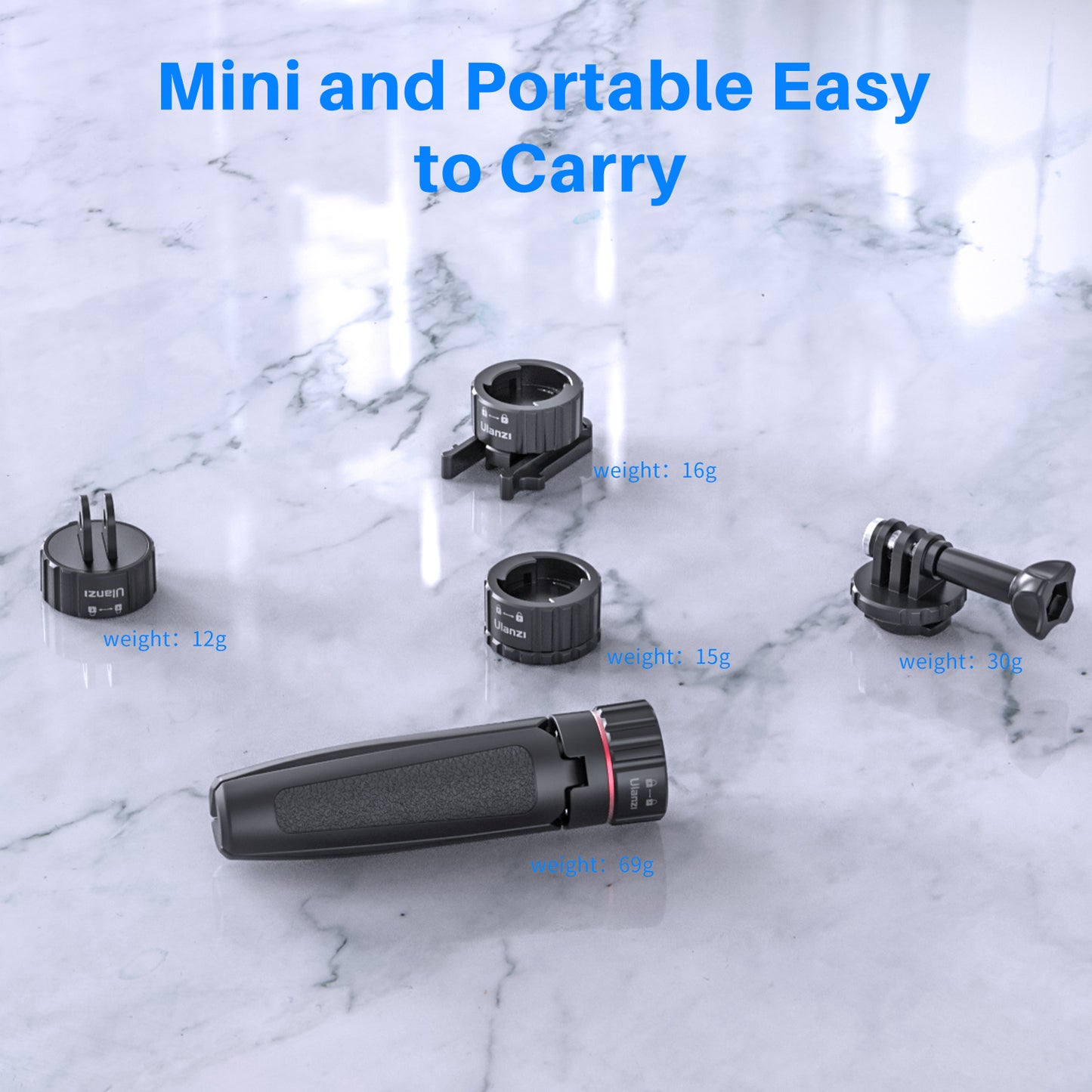 Uniqkart GO-QUICK Mini Tripod Monopod Selfie Stick with Magnetic Quick Release Adapter Mount Holder Base