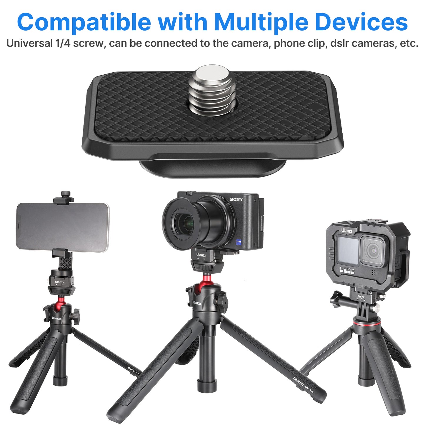 Uniqkart R072 Hummingbird Quick Release Mount Tripod Ballhead Quick Switch System for DSLR SLR Phone Camera