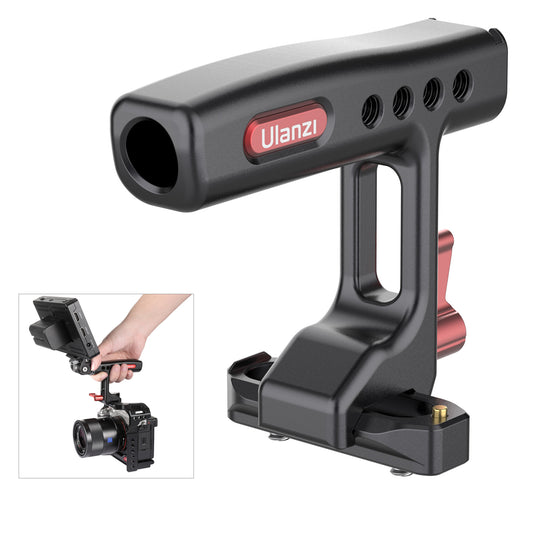 Uniqkart R084 Camera Cage Mini Metal Top Handle Aluminum Alloy Hand Grip with Cold Shoe Mount 1/4 Inch Screw Holes