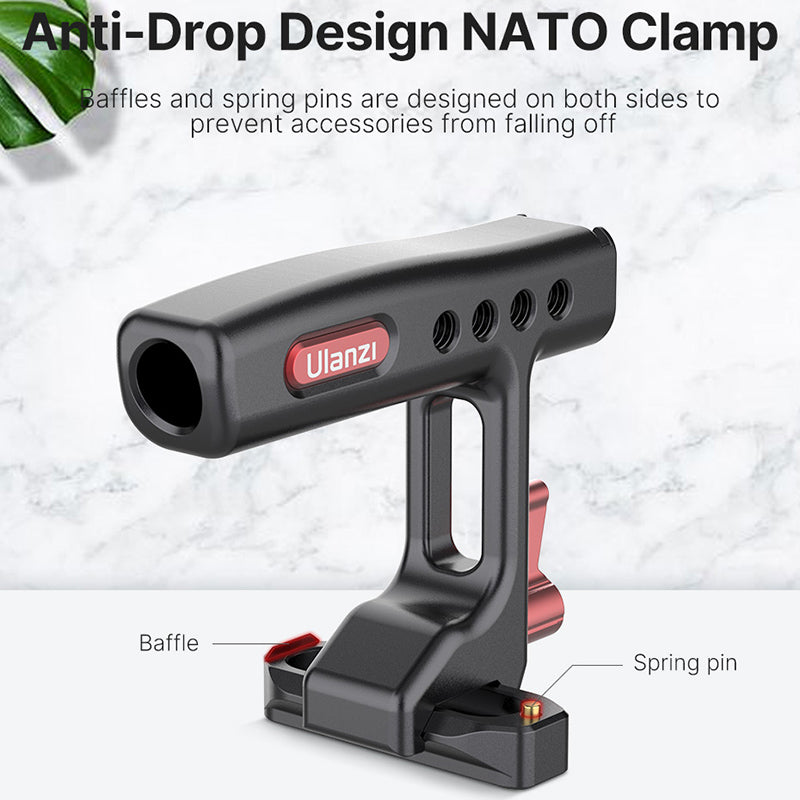 Uniqkart R084 Camera Cage Mini Metal Top Handle Aluminum Alloy Hand Grip with Cold Shoe Mount 1/4 Inch Screw Holes