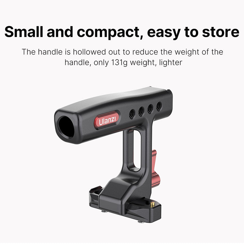 Uniqkart R084 Camera Cage Mini Metal Top Handle Aluminum Alloy Hand Grip with Cold Shoe Mount 1/4 Inch Screw Holes