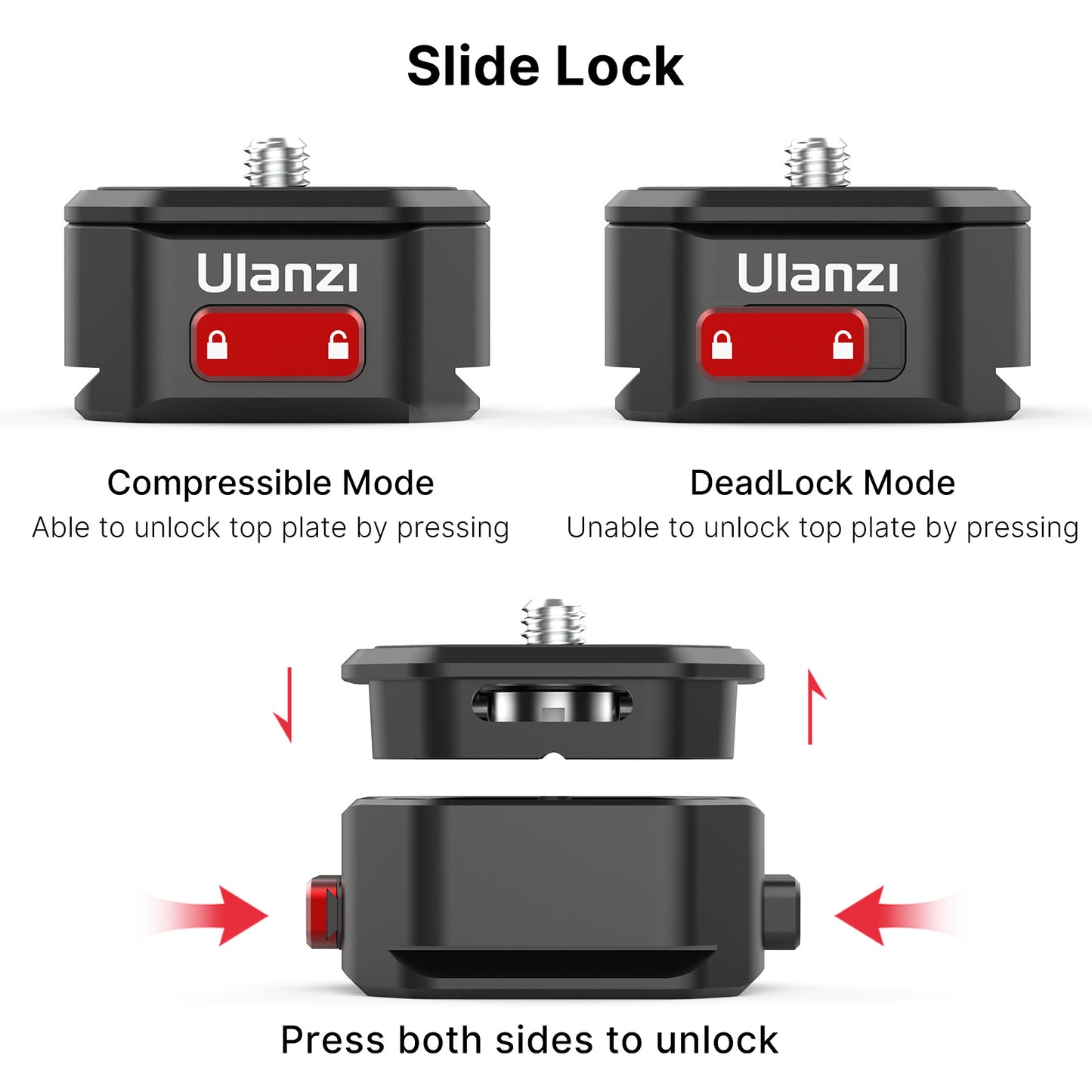 Uniqkart 2333 Claw Portable Slide Lock Quick Release Plate for Arca Tripod Stabilizer