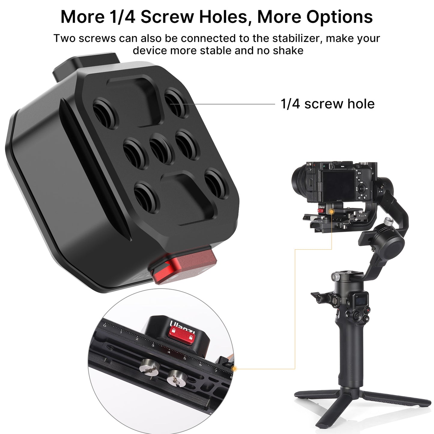 Uniqkart 2341 Claw Aluminum Alloy Quick Release Plate Base Mount for Arca Tripod Stabilizer