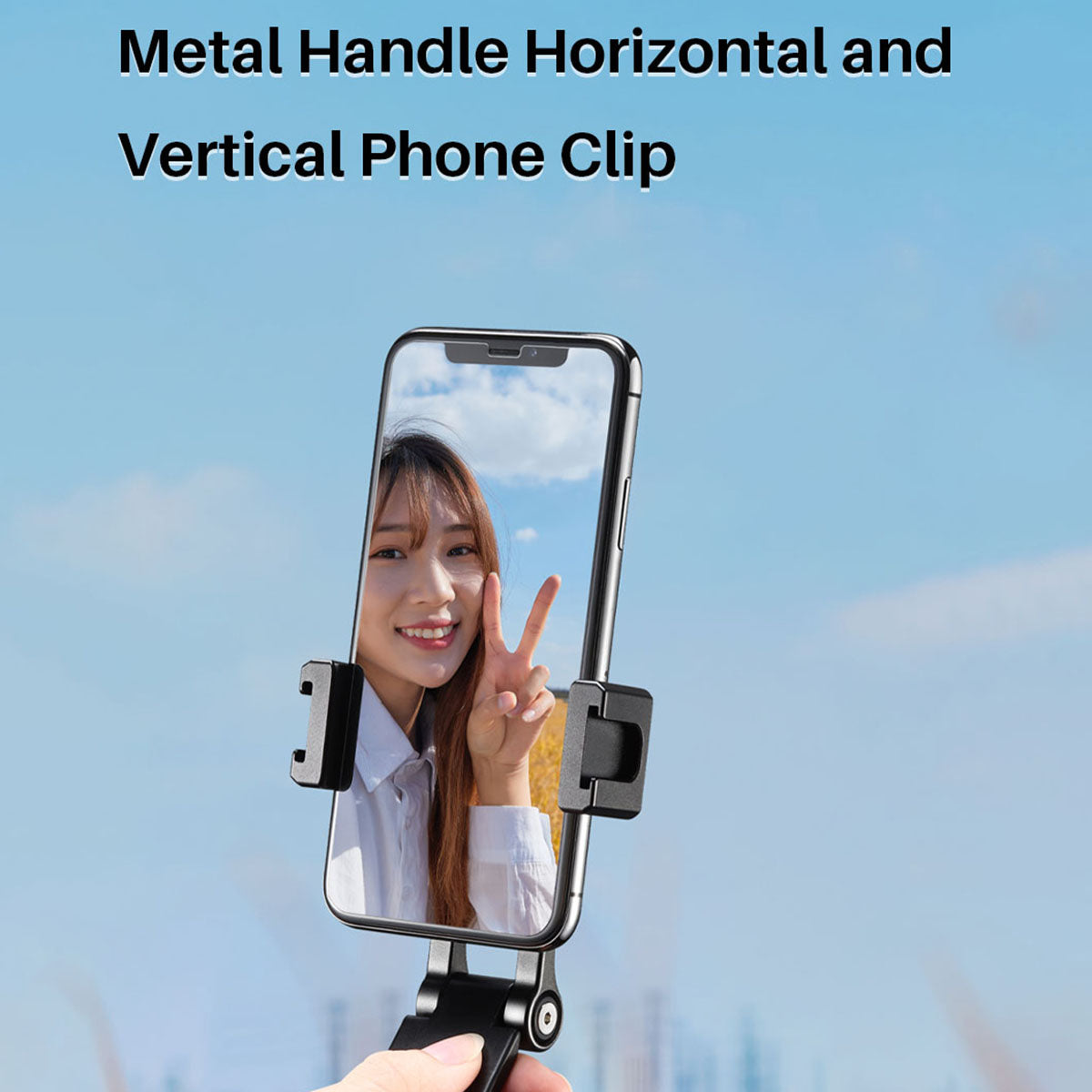Uniqkart ST-16 Metal Phone Mount Holder Horizontal/Vertical Shooting VLOG Handgrip with Cold Shoe Mount for Microphone LED Light