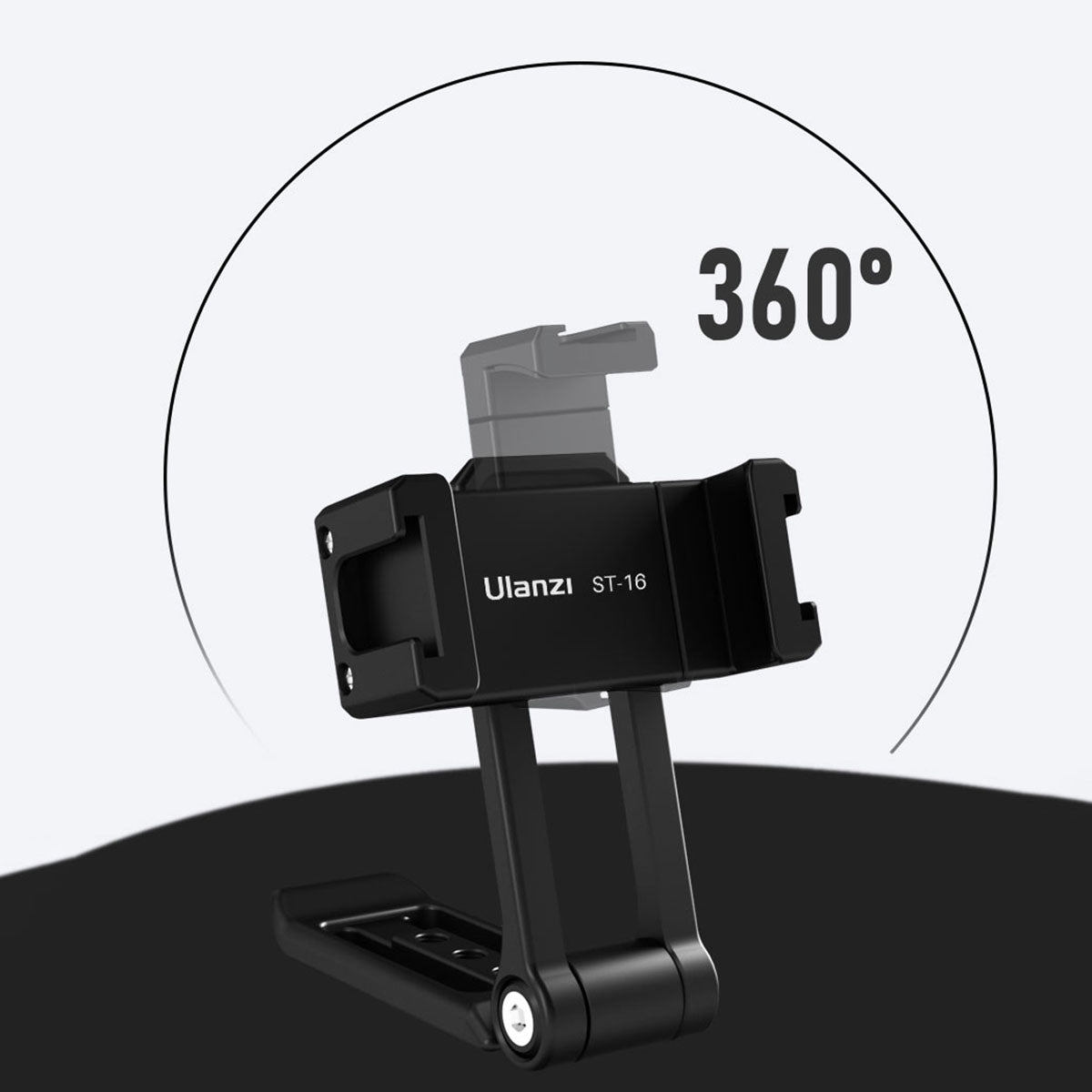Uniqkart ST-16 Metal Phone Mount Holder Horizontal/Vertical Shooting VLOG Handgrip with Cold Shoe Mount for Microphone LED Light