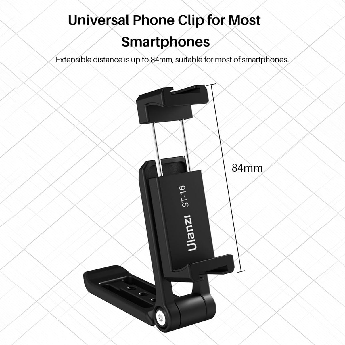 Uniqkart ST-16 Metal Phone Mount Holder Horizontal/Vertical Shooting VLOG Handgrip with Cold Shoe Mount for Microphone LED Light