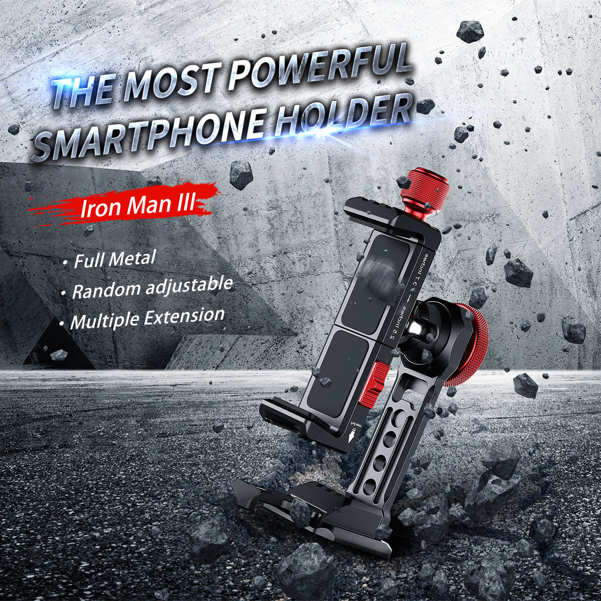 ULANZI ST-14 Aluminum Alloy 360&#176; Rotating Phone Holder Clip with Cold Shoe Universal Cellphone Holder Bracket