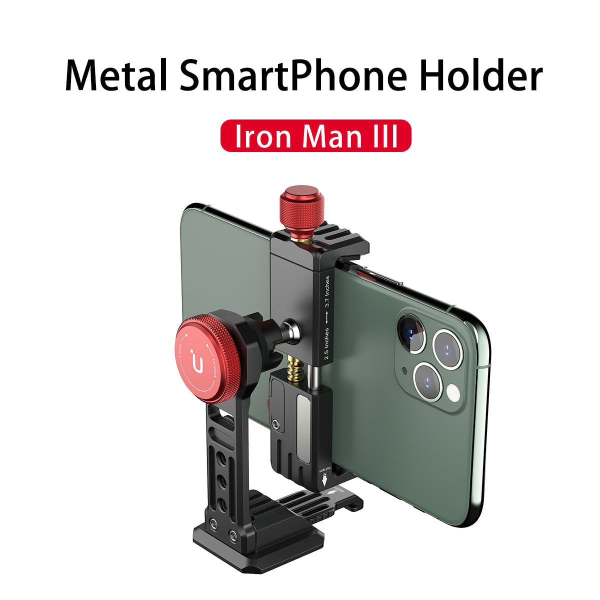 ULANZI ST-14 Aluminum Alloy 360&#176; Rotating Phone Holder Clip with Cold Shoe Universal Cellphone Holder Bracket