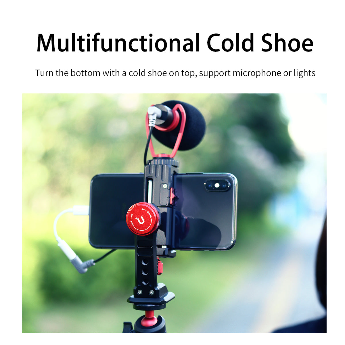 ULANZI ST-14 Aluminum Alloy 360&#176; Rotating Phone Holder Clip with Cold Shoe Universal Cellphone Holder Bracket