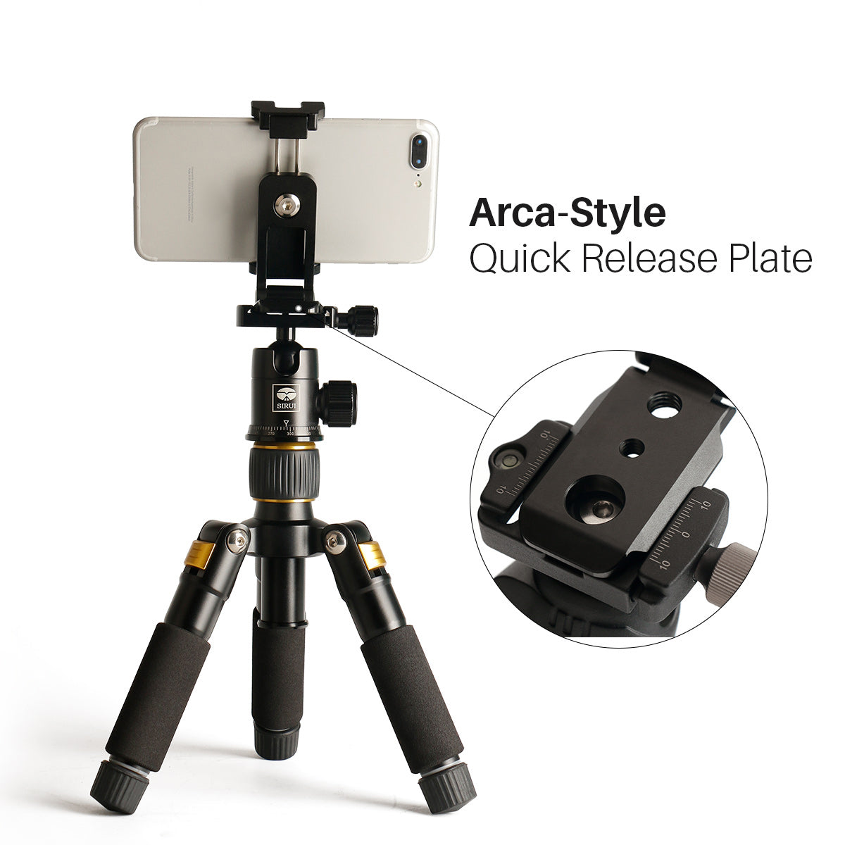 Uniqkart ST-05 Foldable Tripod Mount Adapter Phone Clip Holder Tripod Stand Quick Release Plate