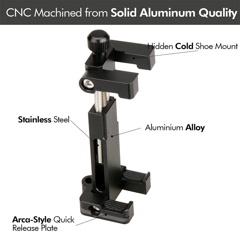 Uniqkart ST-03 Metal Phone Tripod Mount with Cold Shoe Universal Clip Holder for Smartphone Microphone Light