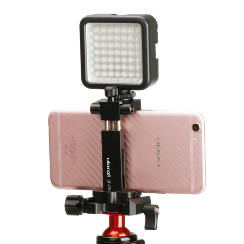 Uniqkart ST-03 Metal Phone Tripod Mount with Cold Shoe Universal Clip Holder for Smartphone Microphone Light