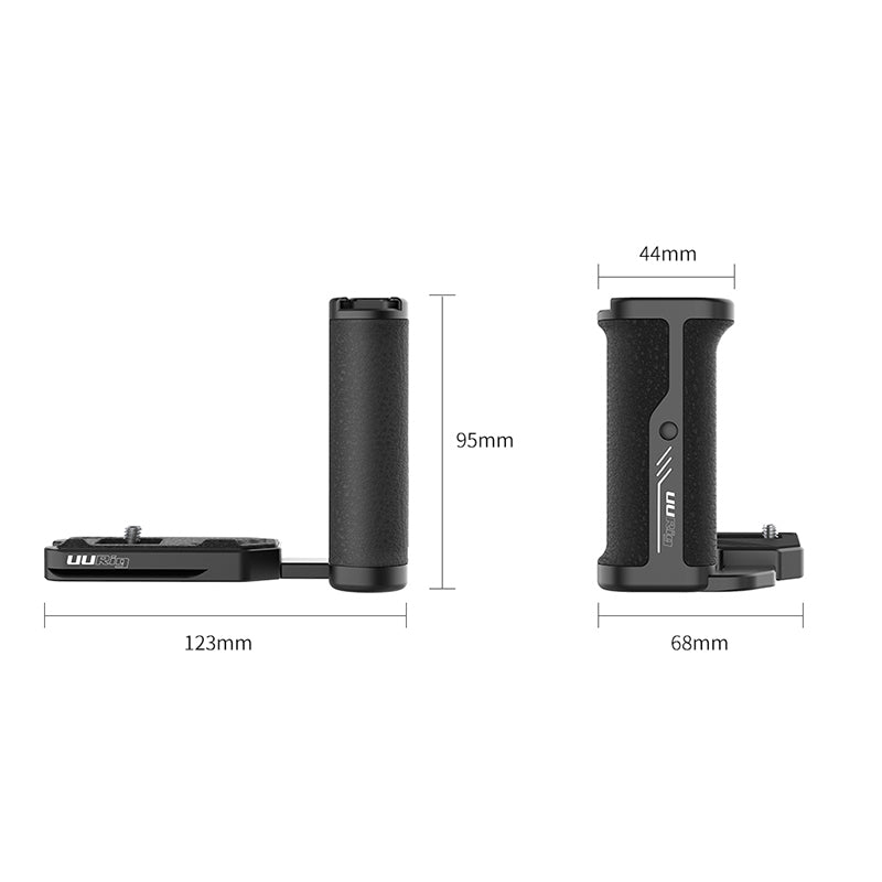 Uniqkart R043 Universal Side Handle Vertical Shooting L Plate Bracket with Cold Shoe for Microphone LED Light
