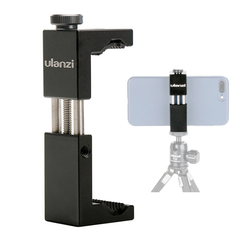 Uniqkart ST-02S Tripod Phone Mount with Cold Shoe 1/4 Screw Phone Mount Stand Clip for 6.5-9.5cm Smartphone
