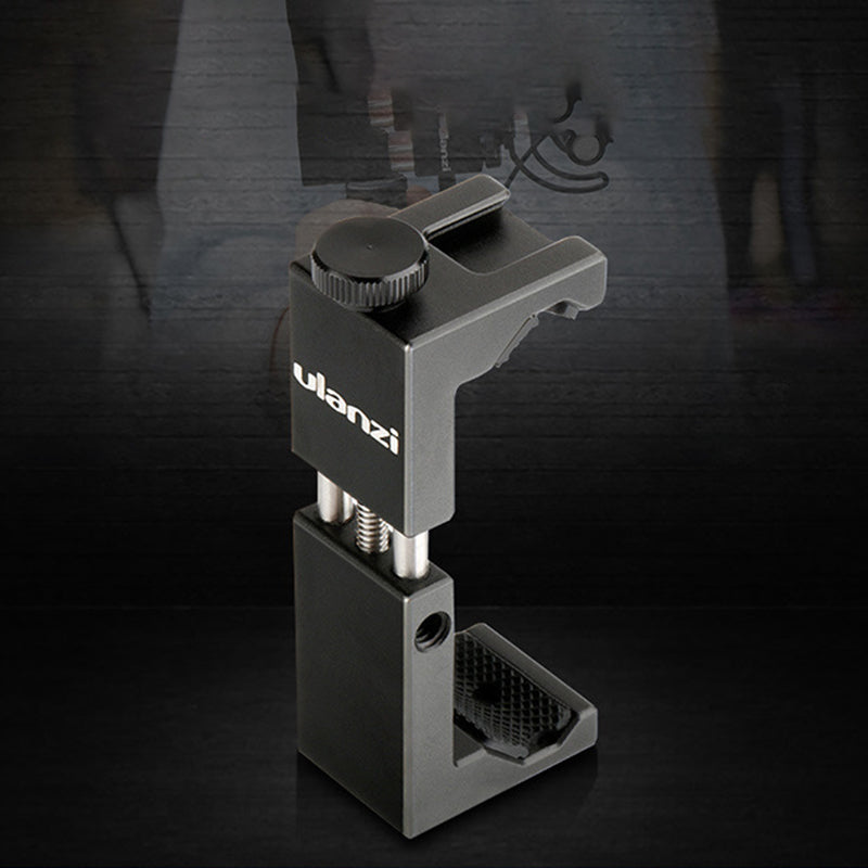 Uniqkart ST-02S Tripod Phone Mount with Cold Shoe 1/4 Screw Phone Mount Stand Clip for 6.5-9.5cm Smartphone