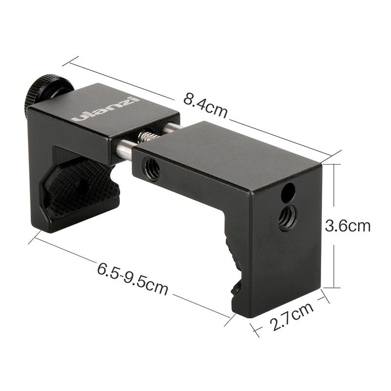 Uniqkart ST-02S Tripod Phone Mount with Cold Shoe 1/4 Screw Phone Mount Stand Clip for 6.5-9.5cm Smartphone