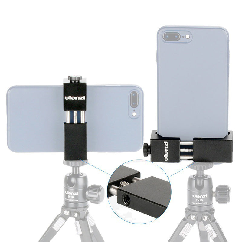 Uniqkart ST-02S Tripod Phone Mount with Cold Shoe 1/4 Screw Phone Mount Stand Clip for 6.5-9.5cm Smartphone