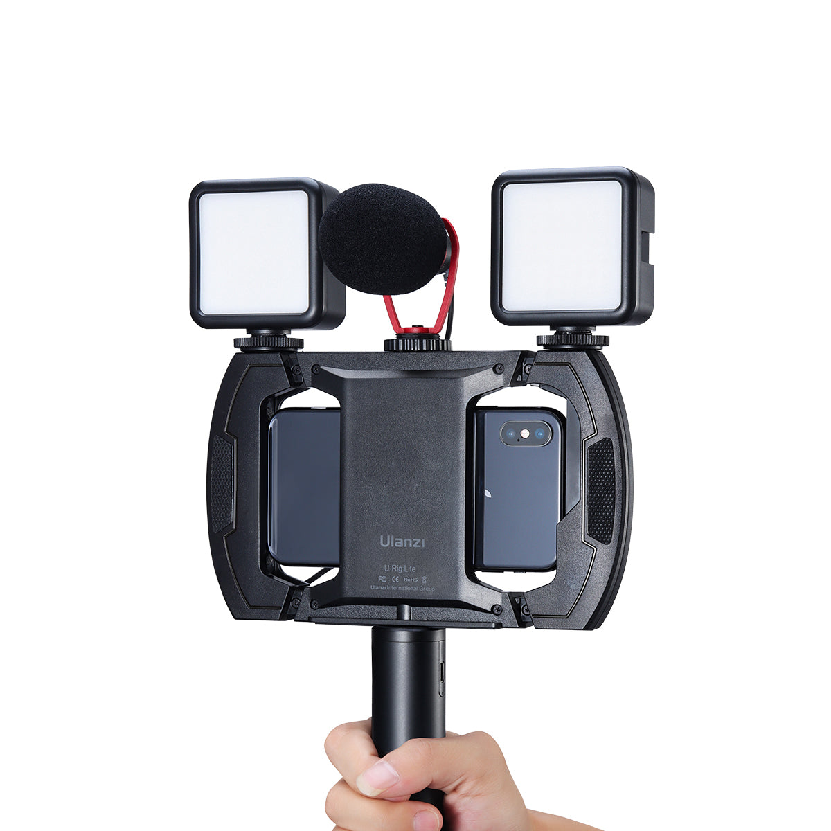 Uniqkart U-Rig Lite Video Vlog Phone Rig Cage with Triple Cold Shoe 1/4 Screw Thread for Smartphones Microphone LED Light