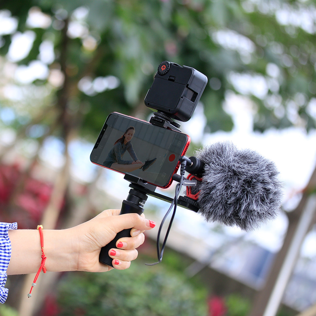 Uniqkart PT-7 Aluminum Alloy Cold Shoe Stand Bracket Vlogging Microphone Extension Plate for GoPro Sony RX0 II Mini Video Light