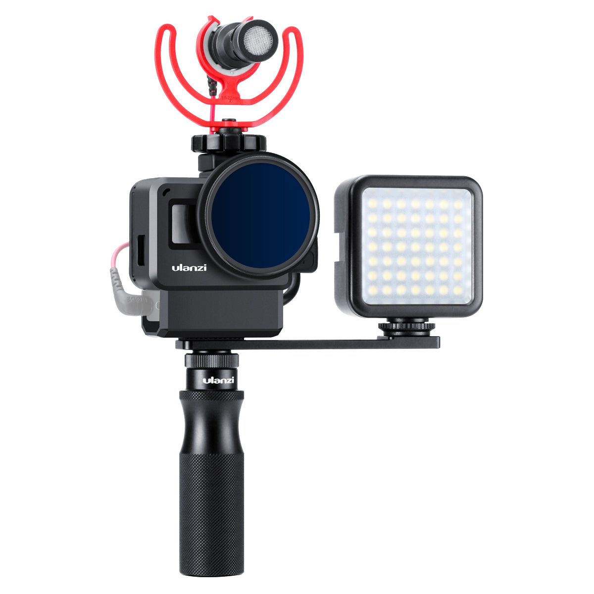 Uniqkart PT-7 Aluminum Alloy Cold Shoe Stand Bracket Vlogging Microphone Extension Plate for GoPro Sony RX0 II Mini Video Light