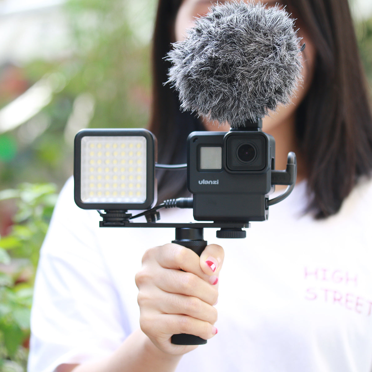 Uniqkart PT-7 Aluminum Alloy Cold Shoe Stand Bracket Vlogging Microphone Extension Plate for GoPro Sony RX0 II Mini Video Light