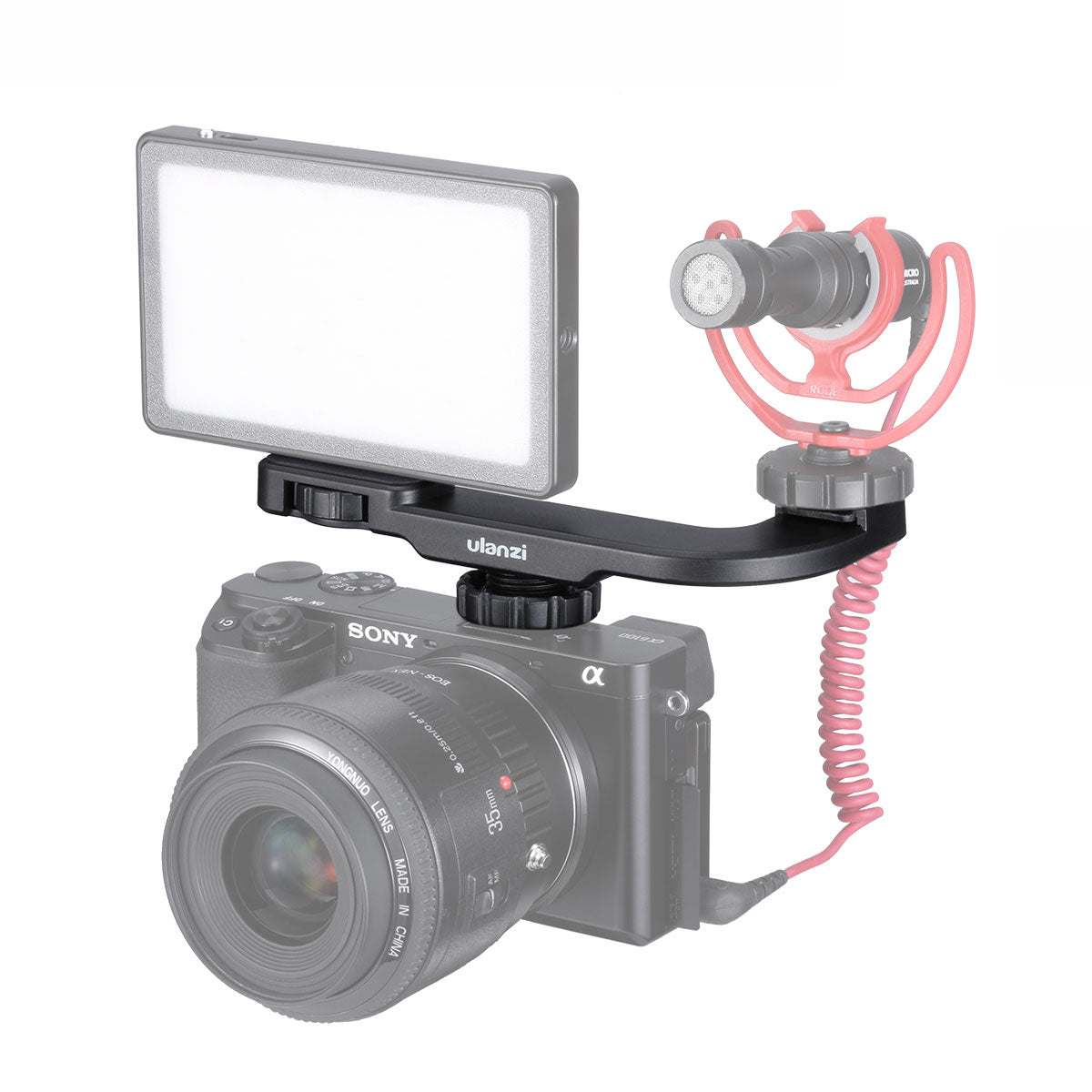 Uniqkart PT-8 Universal Vlog Plate Cold Shoe Mount Microphone Holder Extension Bracket for Sports Camera Smartphone