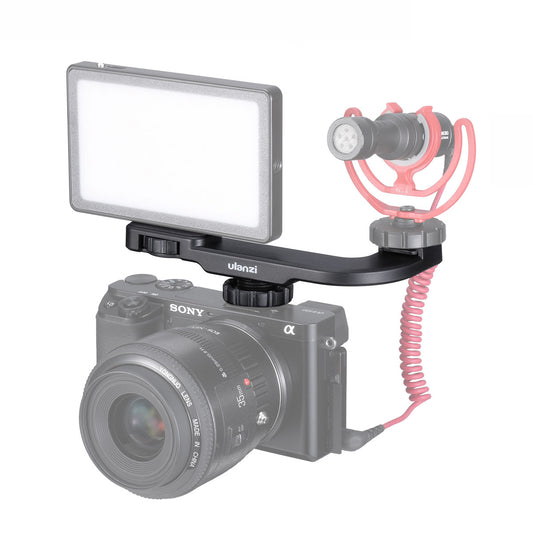Uniqkart PT-8 Universal Vlog Plate Cold Shoe Mount Microphone Holder Extension Bracket for Sports Camera Smartphone