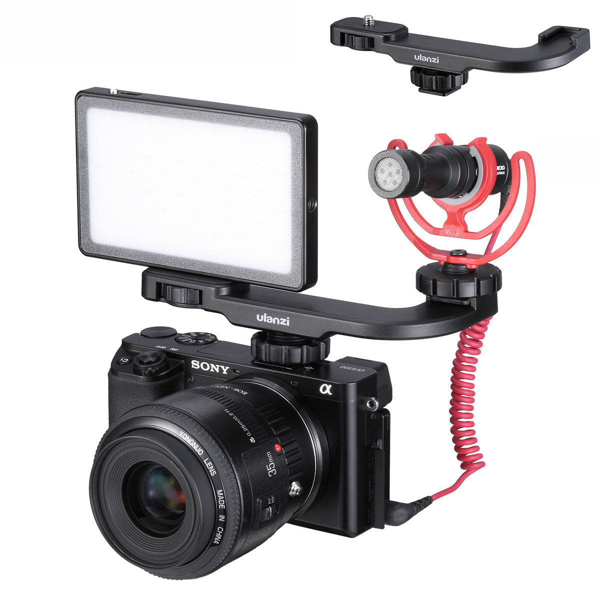 Uniqkart PT-8 Universal Vlog Plate Cold Shoe Mount Microphone Holder Extension Bracket for Sports Camera Smartphone