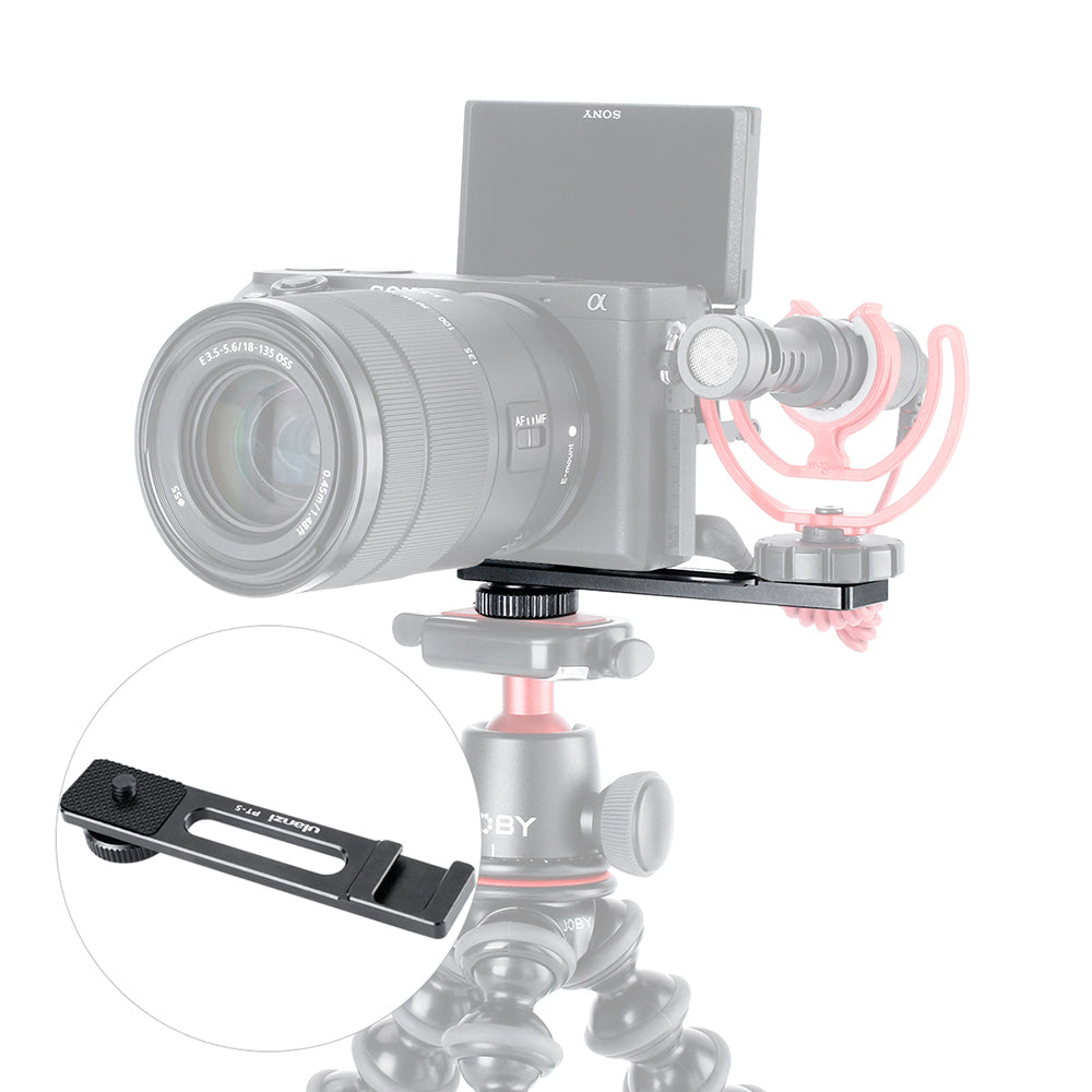 ULANZI PT-5 Vlogging Microphone Mount Stand Extension Bar Plate with Cold Shoe 1/4 Inch Screw Mounts for Sony Series