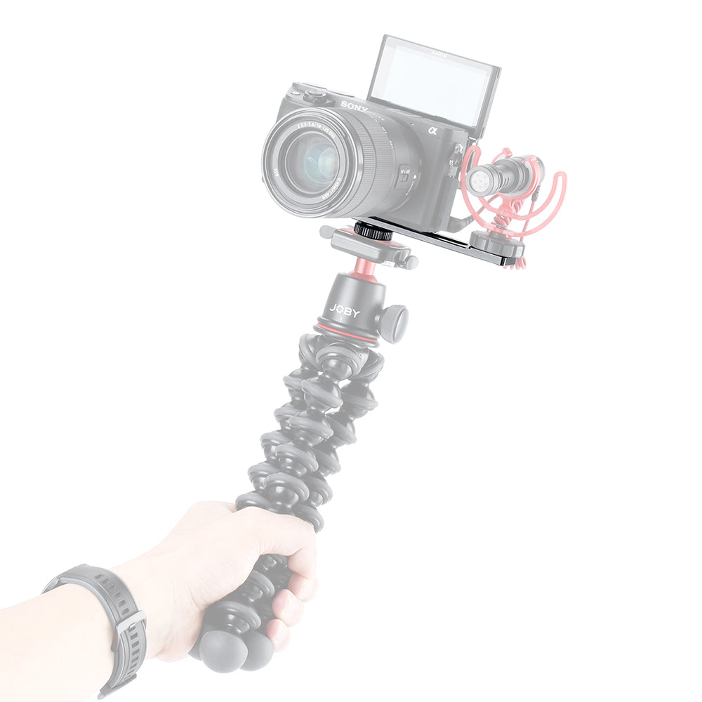 ULANZI PT-5 Vlogging Microphone Mount Stand Extension Bar Plate with Cold Shoe 1/4 Inch Screw Mounts for Sony Series