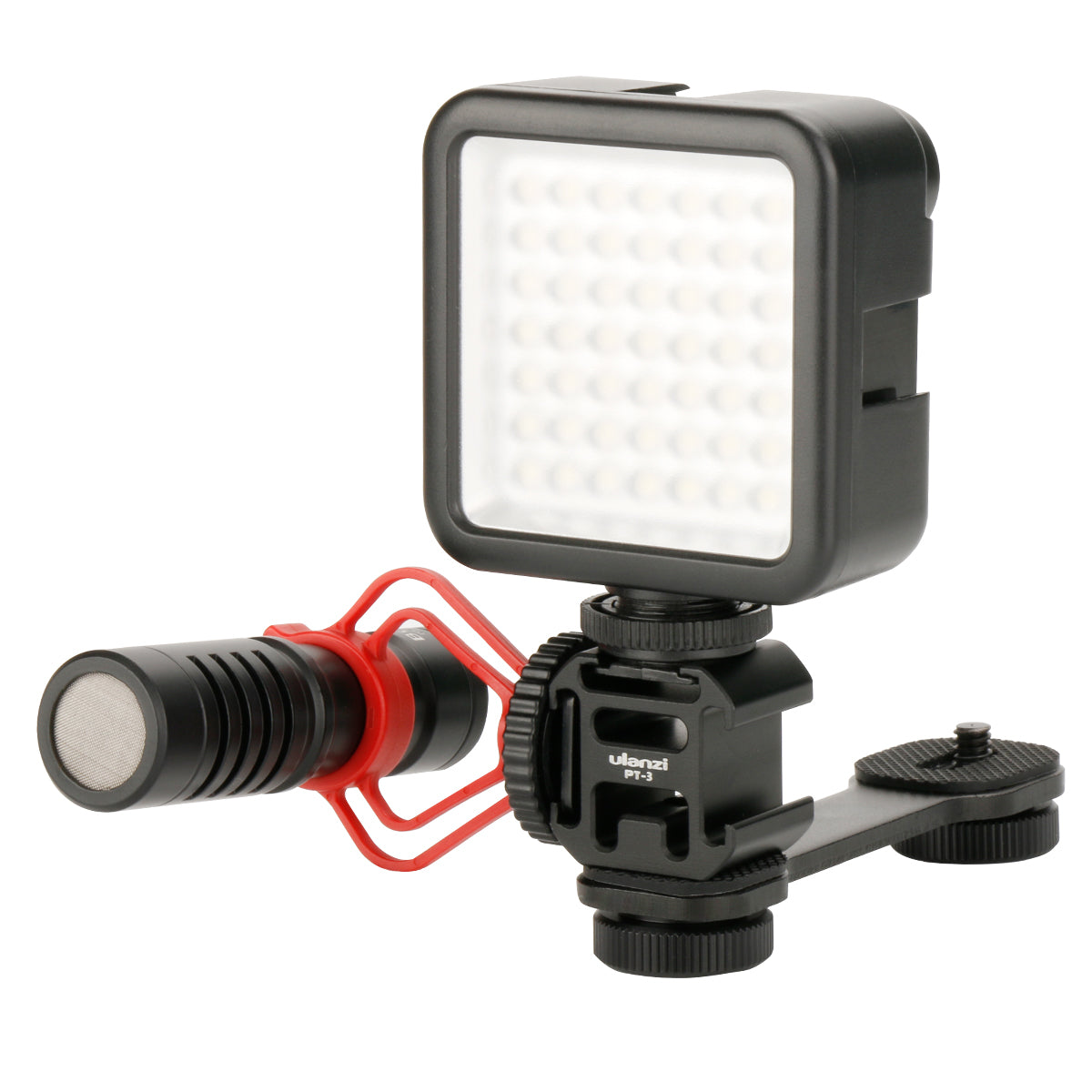 Uniqkart PT-3 Triple Cold Shoe Mount Adapter Microphone Extension Bar for Zhiyun Smooth 4 DJI Osmo Pocket