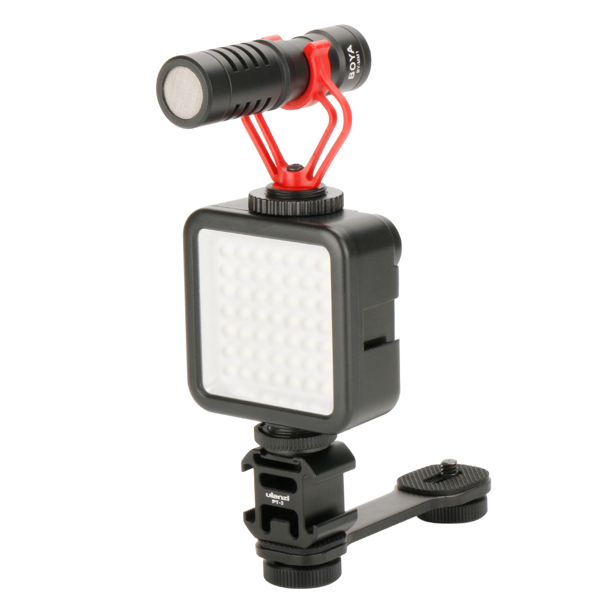 Uniqkart PT-3 Triple Cold Shoe Mount Adapter Microphone Extension Bar for Zhiyun Smooth 4 DJI Osmo Pocket