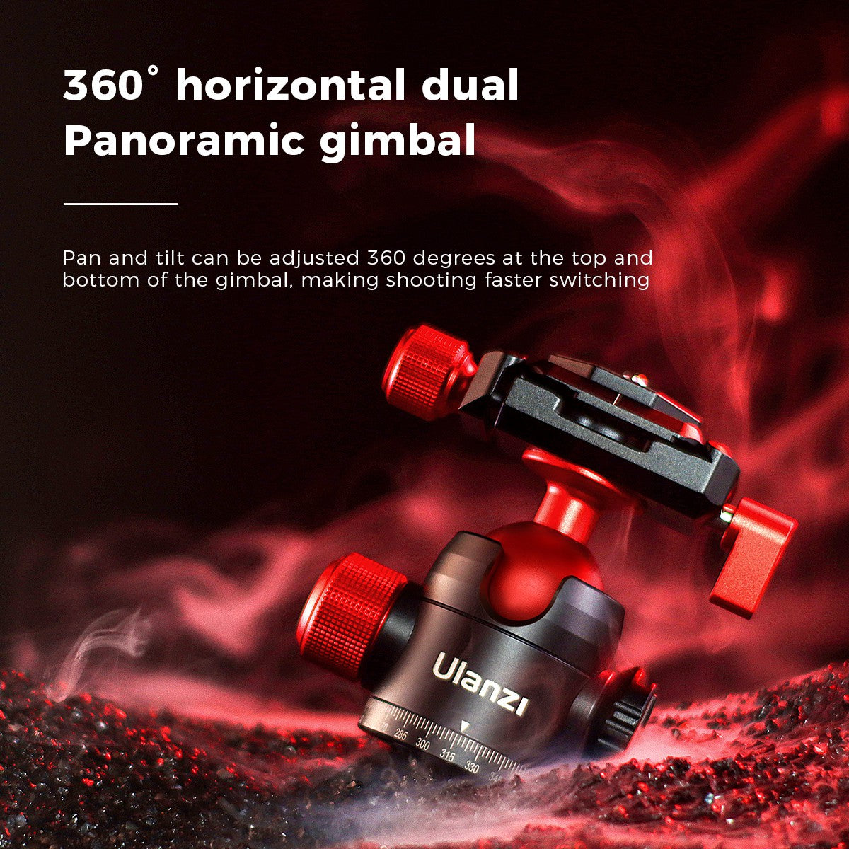 Uniqkart U-70 Metal Mini Ballhead Pan Cold Shoe Double Panoramic Tripod Head for DSLR Camera Vlog Tripod Bracket