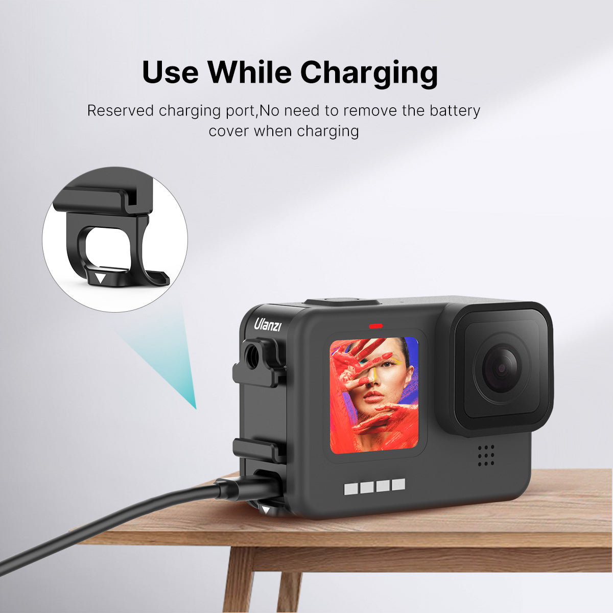ULANZI G9-6 Battery Cover Detachable Battery Lid with Charging Port for Gopro Hero 9