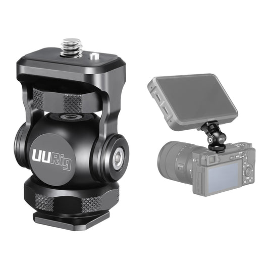 Uniqkart R015 Vlogger Monitor Mount Adapter Cold Shoe Ballhead Monitor Bracket Mic Holder