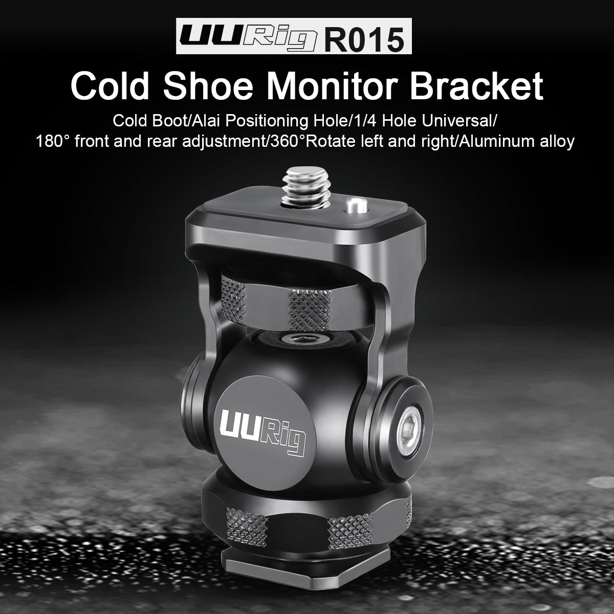 Uniqkart R015 Vlogger Monitor Mount Adapter Cold Shoe Ballhead Monitor Bracket Mic Holder