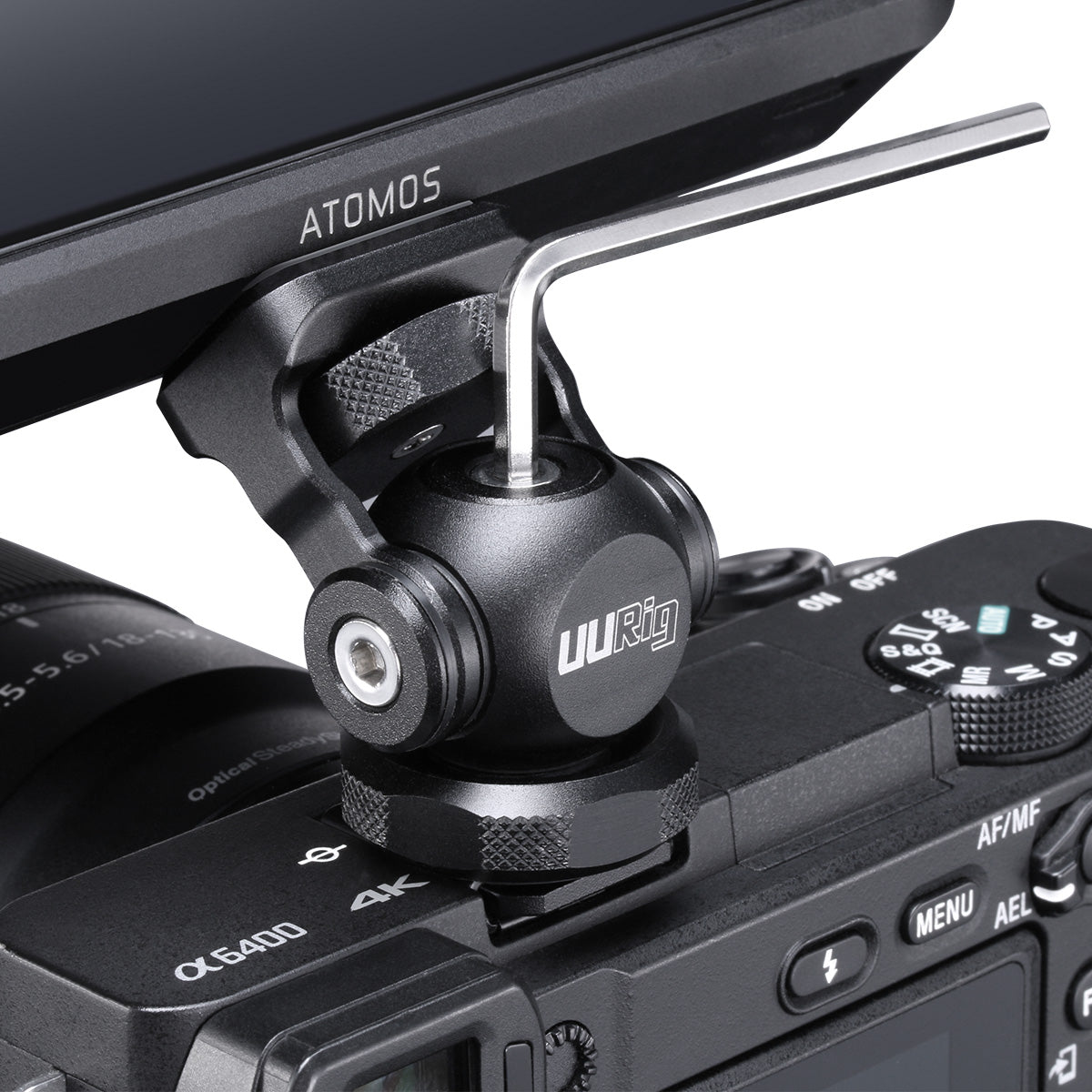 Uniqkart R015 Vlogger Monitor Mount Adapter Cold Shoe Ballhead Monitor Bracket Mic Holder