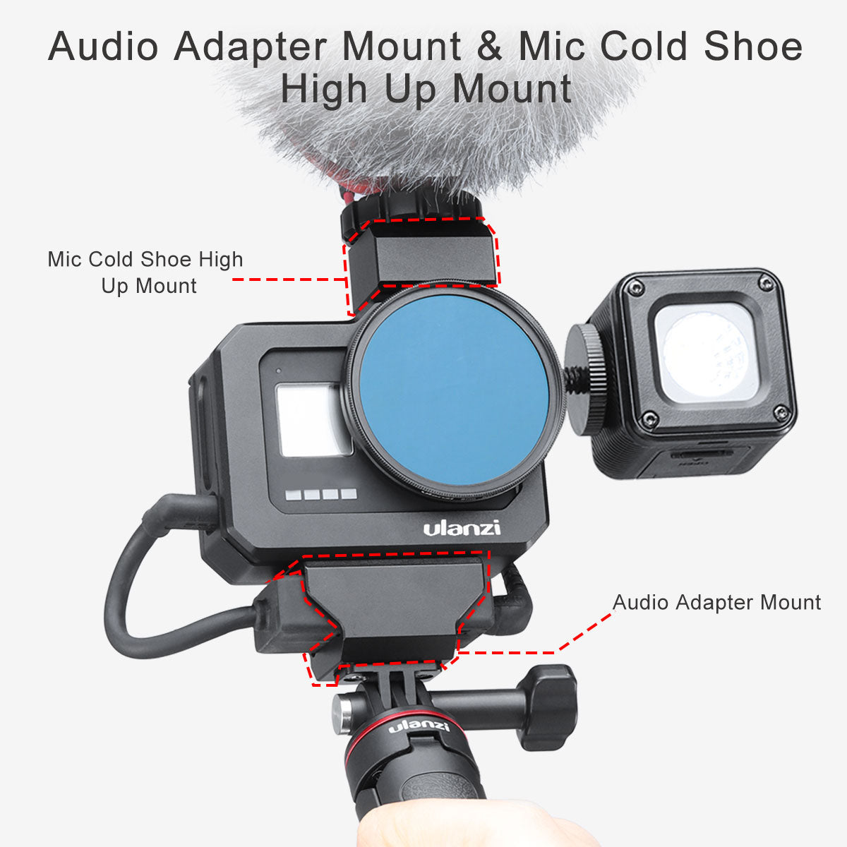 Uniqkart G8-5 Aluminum Alloy Protective Case Metal Vlog Frame Cage for GoPro Hero 8 Action Camera Accessories